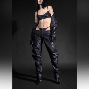 Namilia- Oversize Moto Thong Pants (Black)